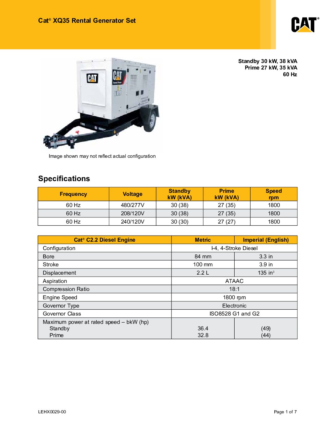 CAT XQ35 Portable Generator
