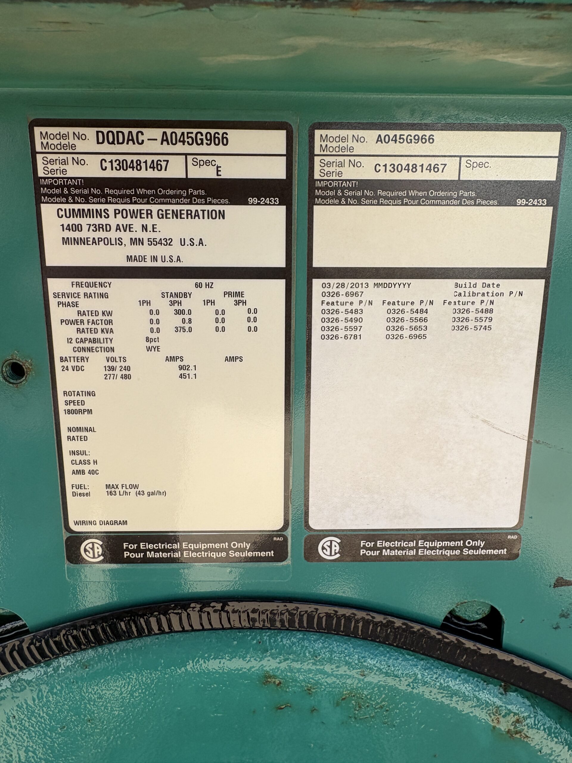 300KW Cummins QSL Factory Package Open Prime Diesel Gen Set - Image 8